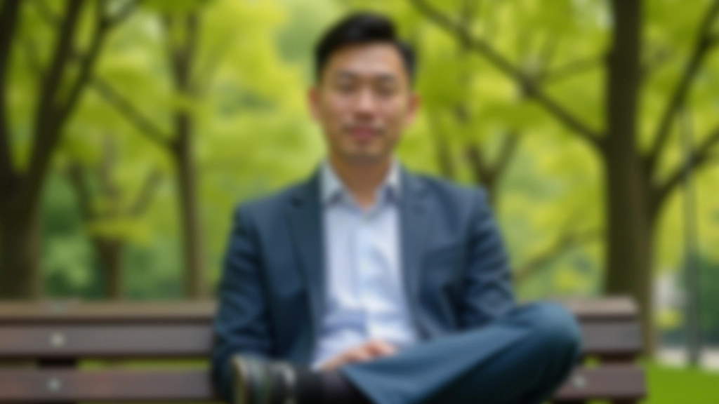 Person sitting on a bench in a park with trees and natural daylight, relaxed posture taking a break